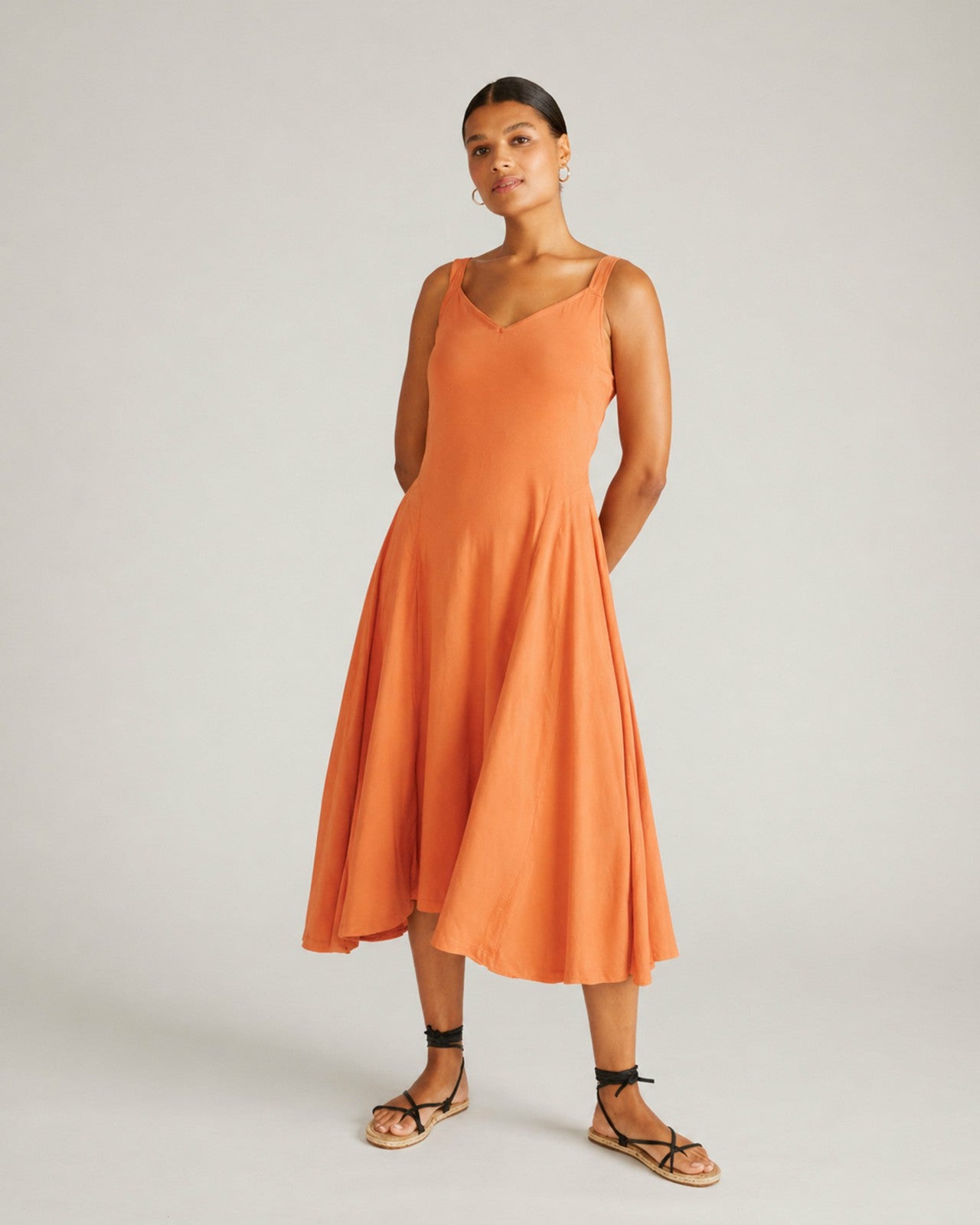 Universal Standard Sunshower Flowy Linen Blend Dress - Italian Orange