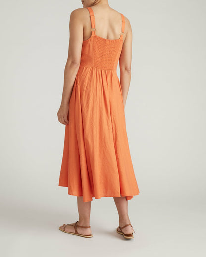 Universal Standard Sunshower Flowy Linen Blend Dress - Italian Orange