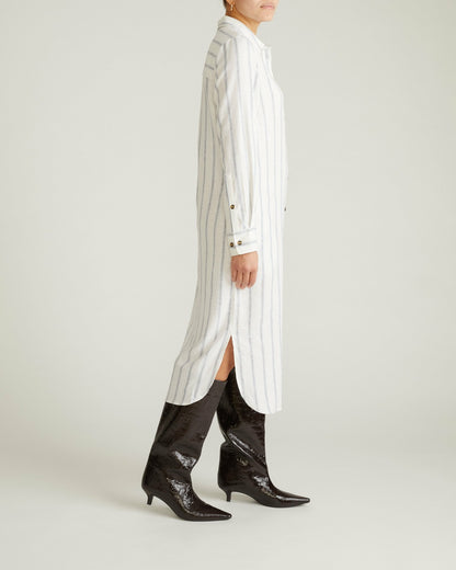 Universal Standard Odeon Linen Blend Shirtdress - Mayfair Stripe