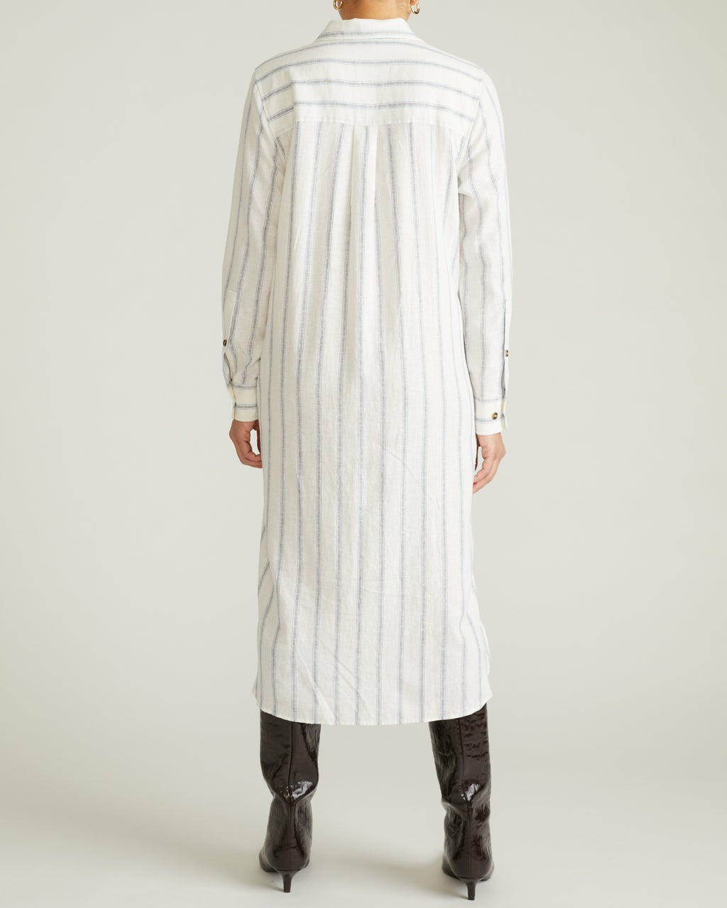 Universal Standard Odeon Linen Blend Shirtdress - Mayfair Stripe