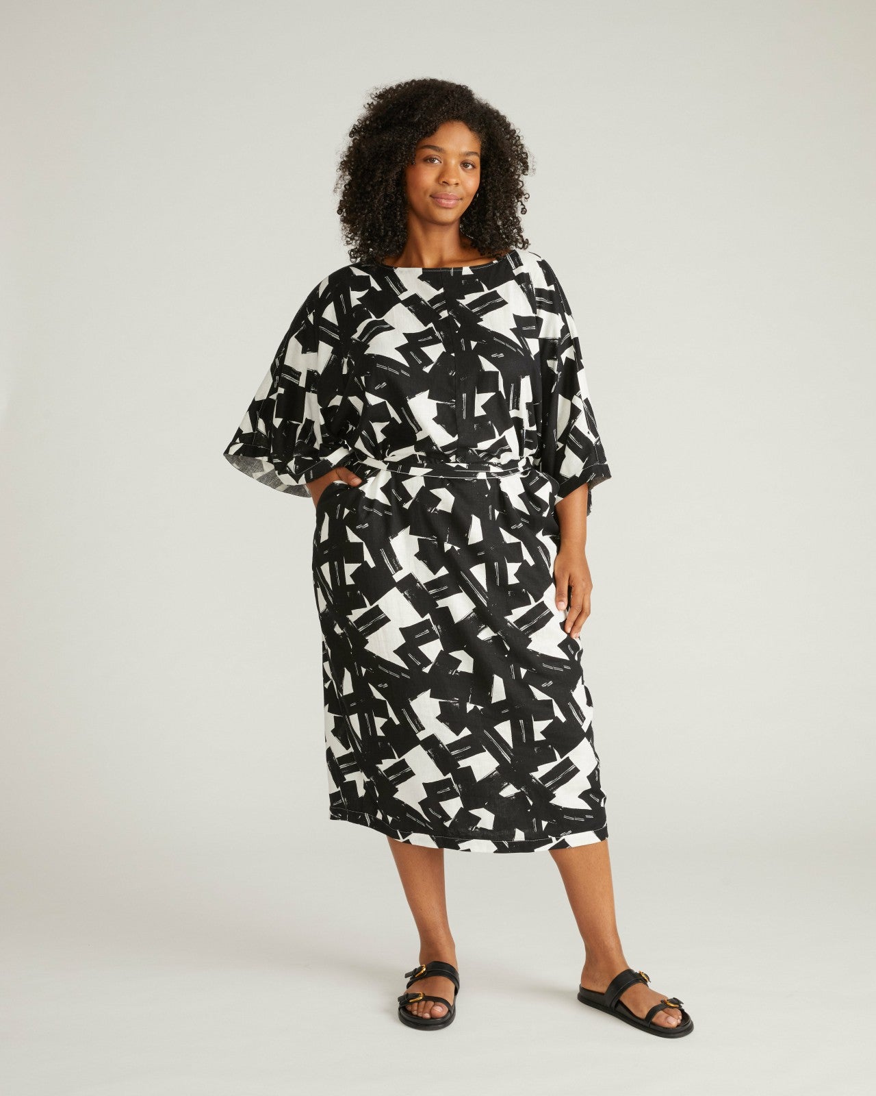 Universal Standard Lio Linen Blend Dress - Santiago Print
