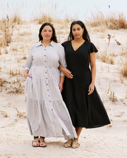 Universal Standard Alix Linen Blend Shirtdress - Beach Stripe