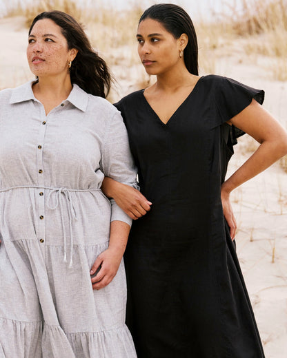 Universal Standard Alix Linen Blend Shirtdress - Beach Stripe