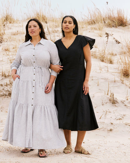 Universal Standard Alix Linen Blend Shirtdress - Beach Stripe