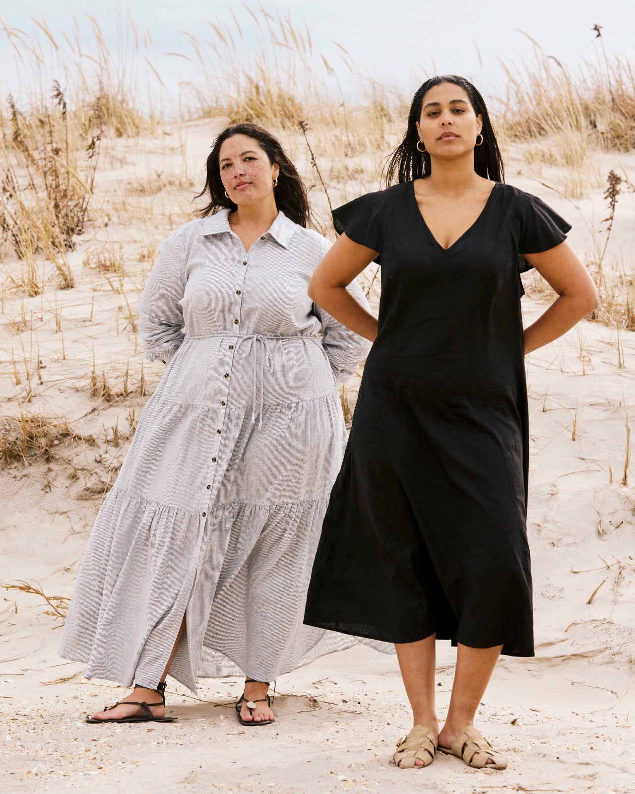 Universal Standard Alix Linen Blend Shirtdress - Beach Stripe