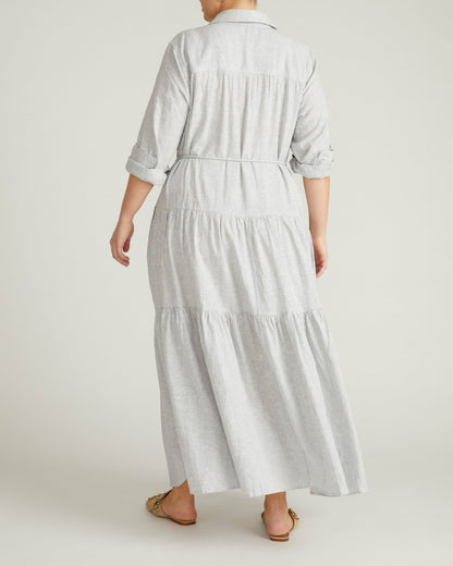 Universal Standard Alix Linen Blend Shirtdress - Beach Stripe