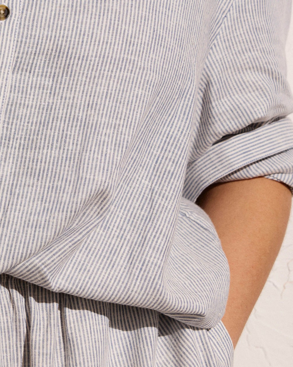 Universal Standard Alix Linen Blend Shirtdress - Beach Stripe