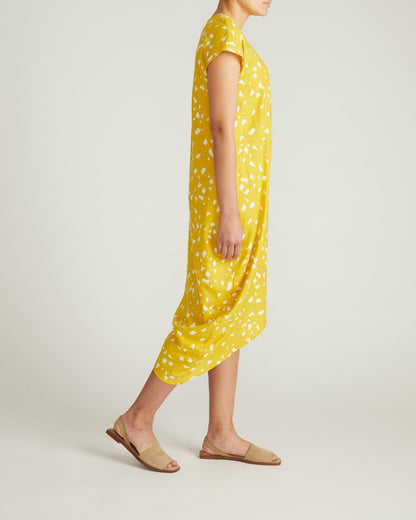 Universal Standard Iconic Stretch Linen Blend Geneva Dress - Yellow Confetti Print