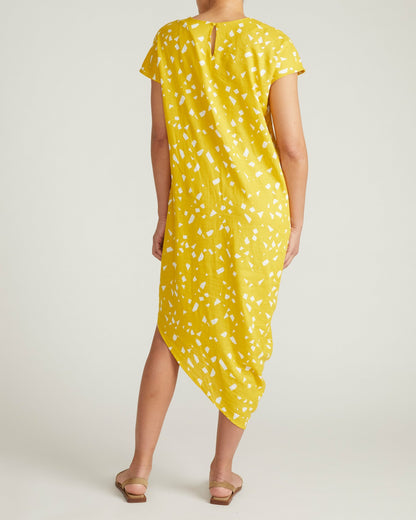 Universal Standard Iconic Stretch Linen Blend Geneva Dress - Yellow Confetti Print