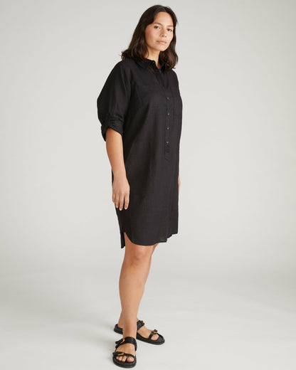 Universal Standard Linen Blend Rubicon Shirtdress - Black