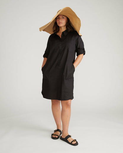 Universal Standard Linen Blend Rubicon Shirtdress - Black