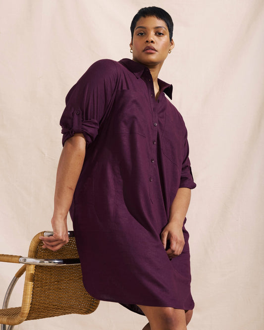 Universal Standard Linen Blend Rubicon Shirtdress - Acai