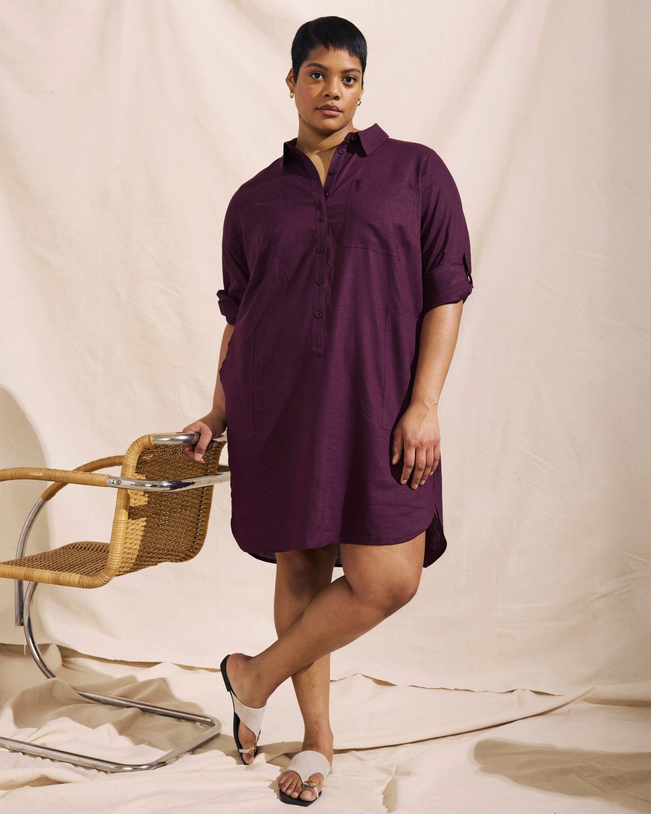 Universal Standard Linen Blend Rubicon Shirtdress - Acai
