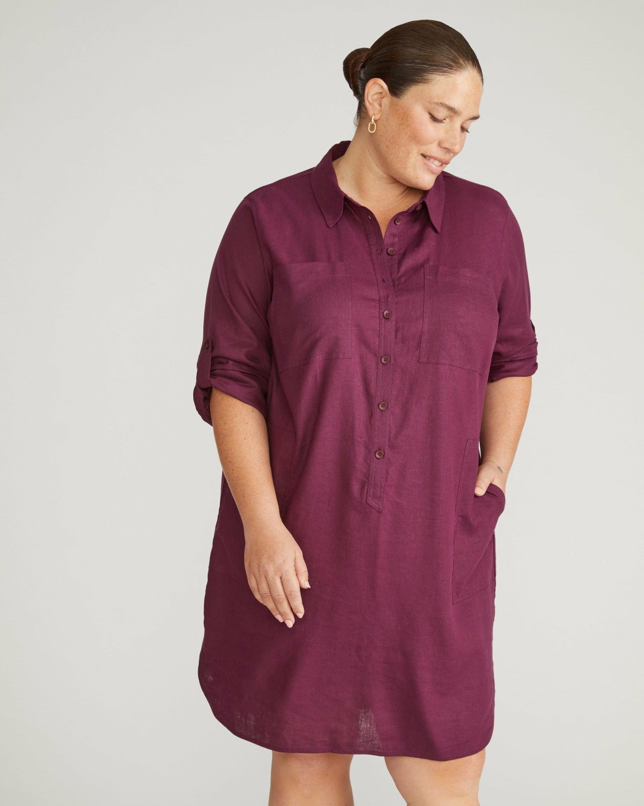 Universal Standard Linen Blend Rubicon Shirtdress - Acai