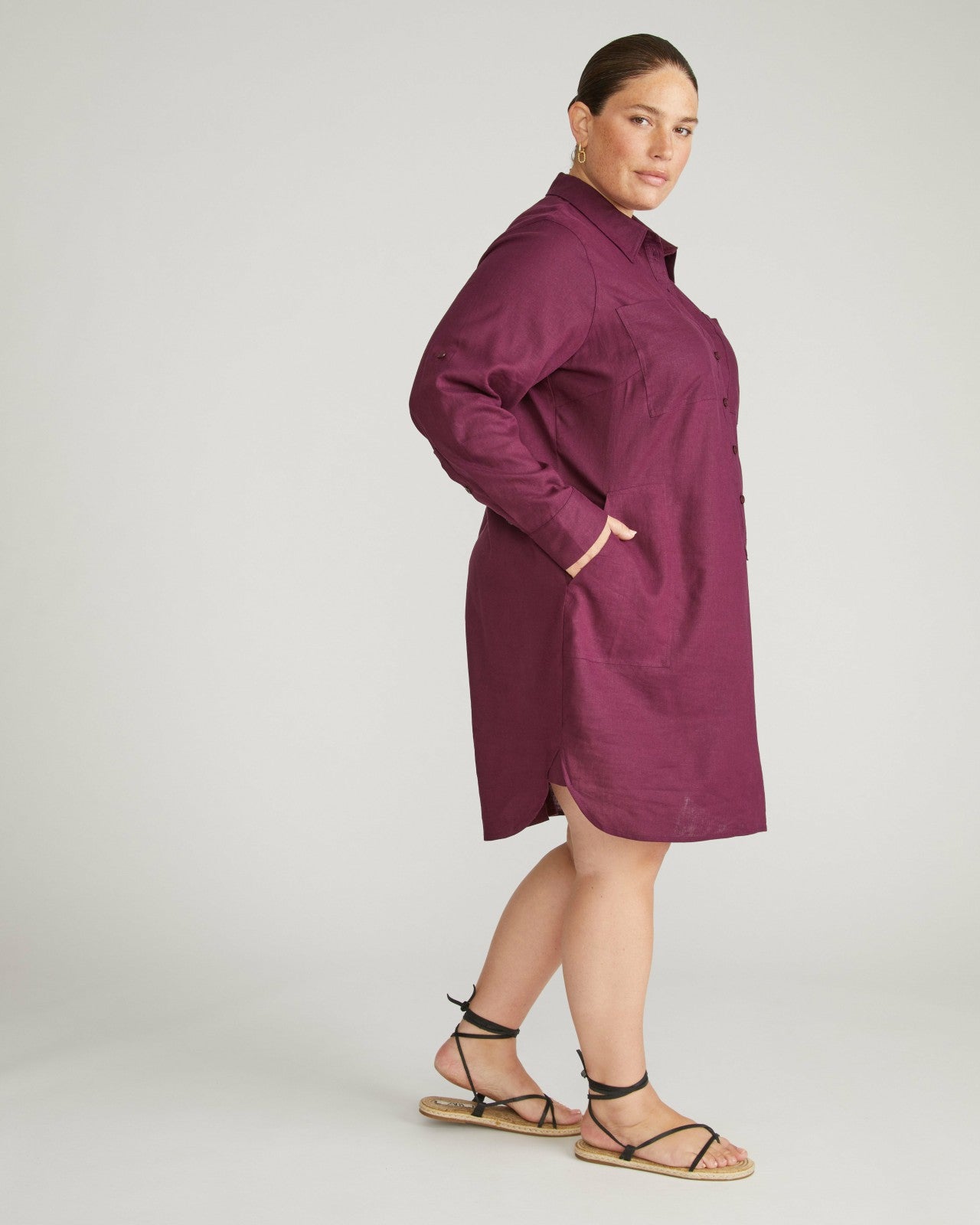 Universal Standard Linen Blend Rubicon Shirtdress - Acai
