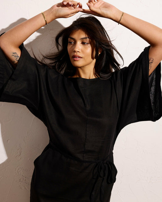 Universal Standard Lio Linen Blend Dress - Black