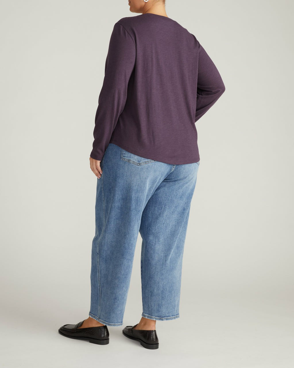 Universal Standard Light-As-Air Long Sleeve V Neck Tee - Purple Jewel