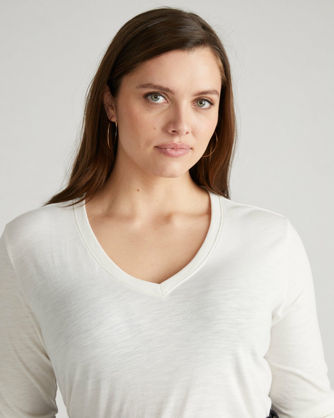Universal Standard Light-As-Air Long Sleeve V Neck Tee - Vapor