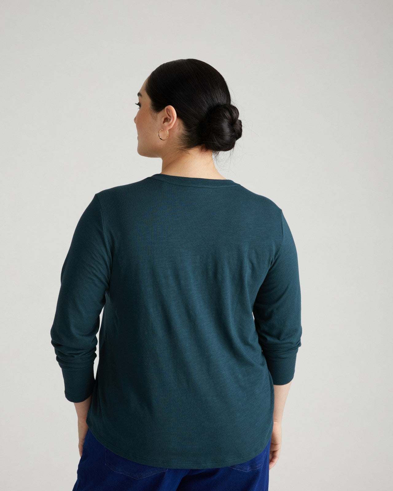 Universal Standard Light-As-Air Long Sleeve V Neck Tee - Deep Sea