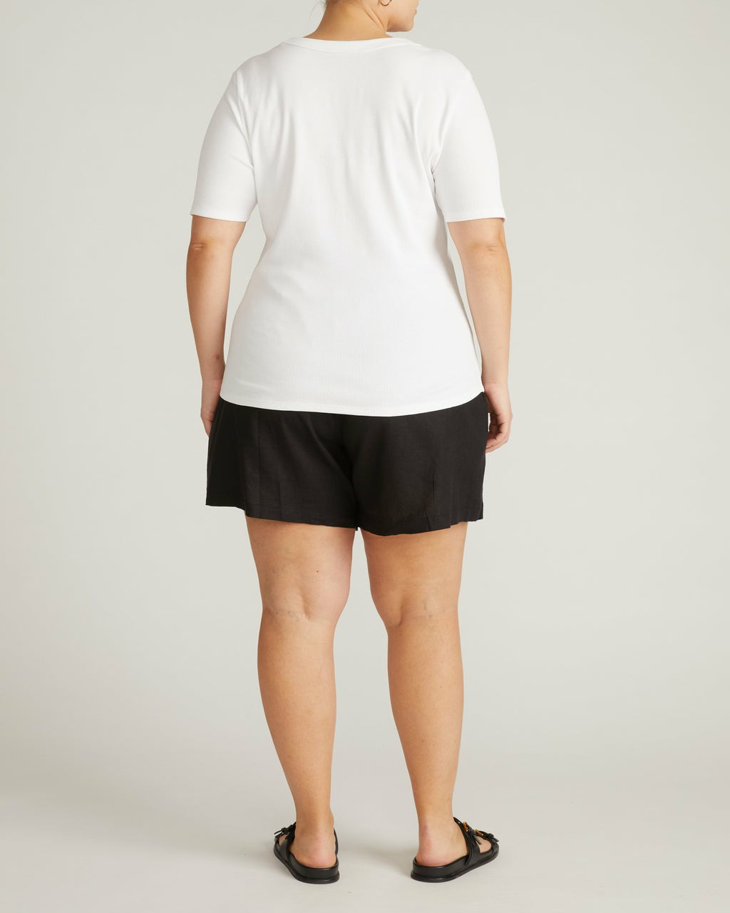 Universal Standard Classic V-Neck Ribbed Tee - White