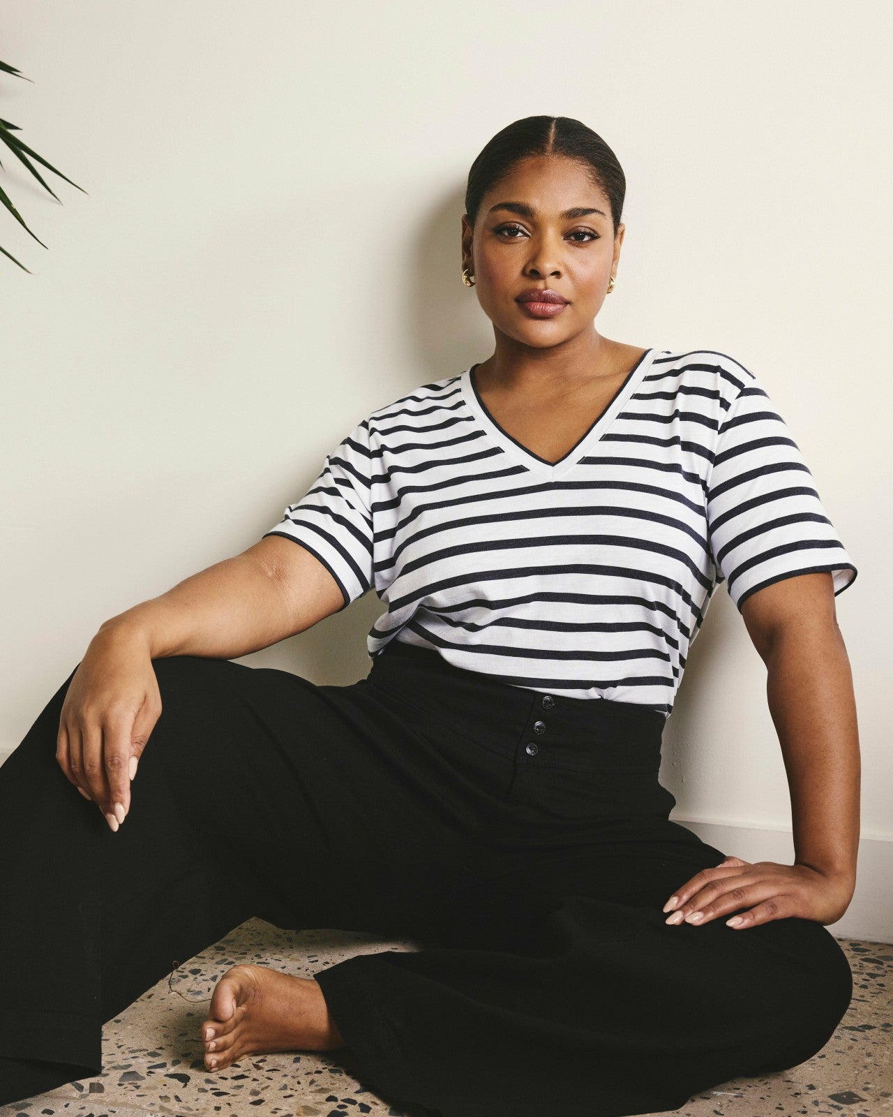 Universal Standard Light-As-Air V Rex - Zen Stripe