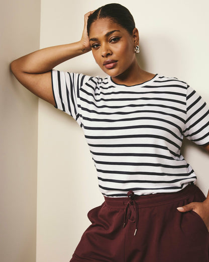 Universal Standard Light-As-Air Tee Rex - Zen Stripe
