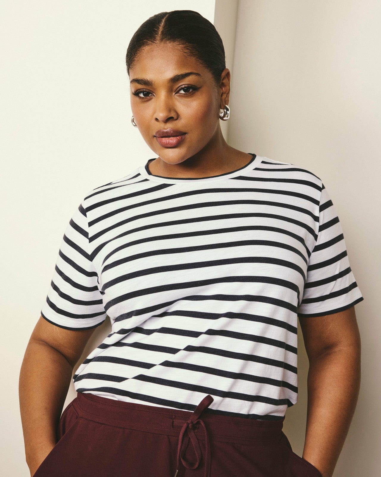 Universal Standard Light-As-Air Tee Rex - Zen Stripe