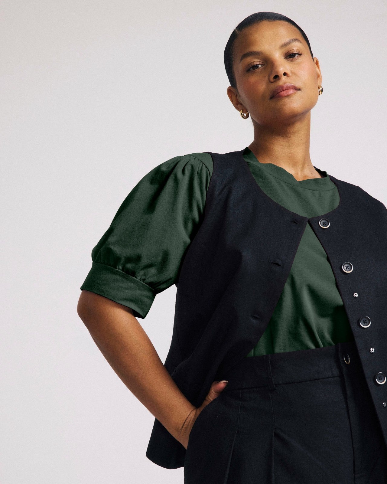 Universal Standard Pouf Sleeve Tee - Forest Green