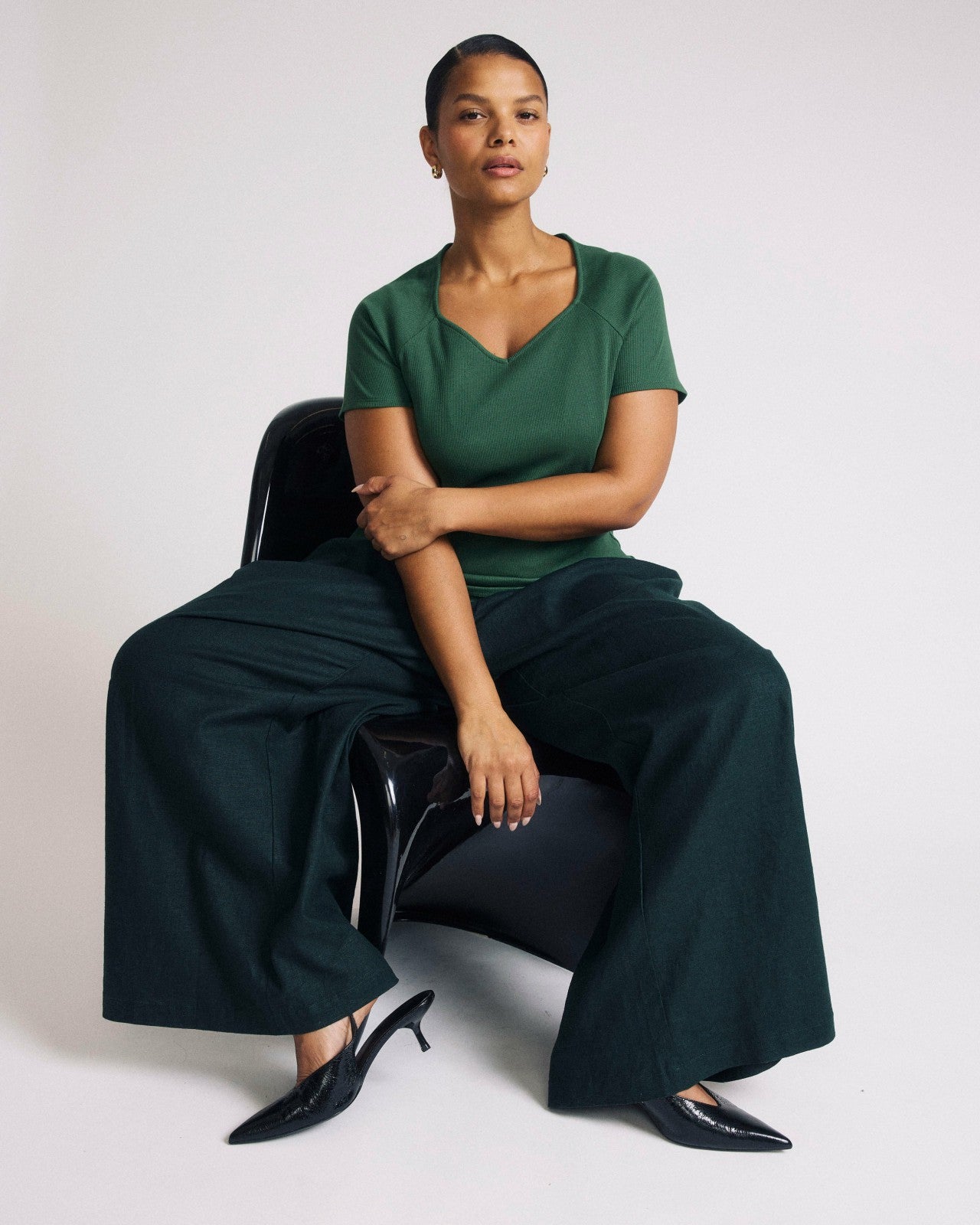 Universal Standard Carey Ribbed Sweetheart Tee - Green Park