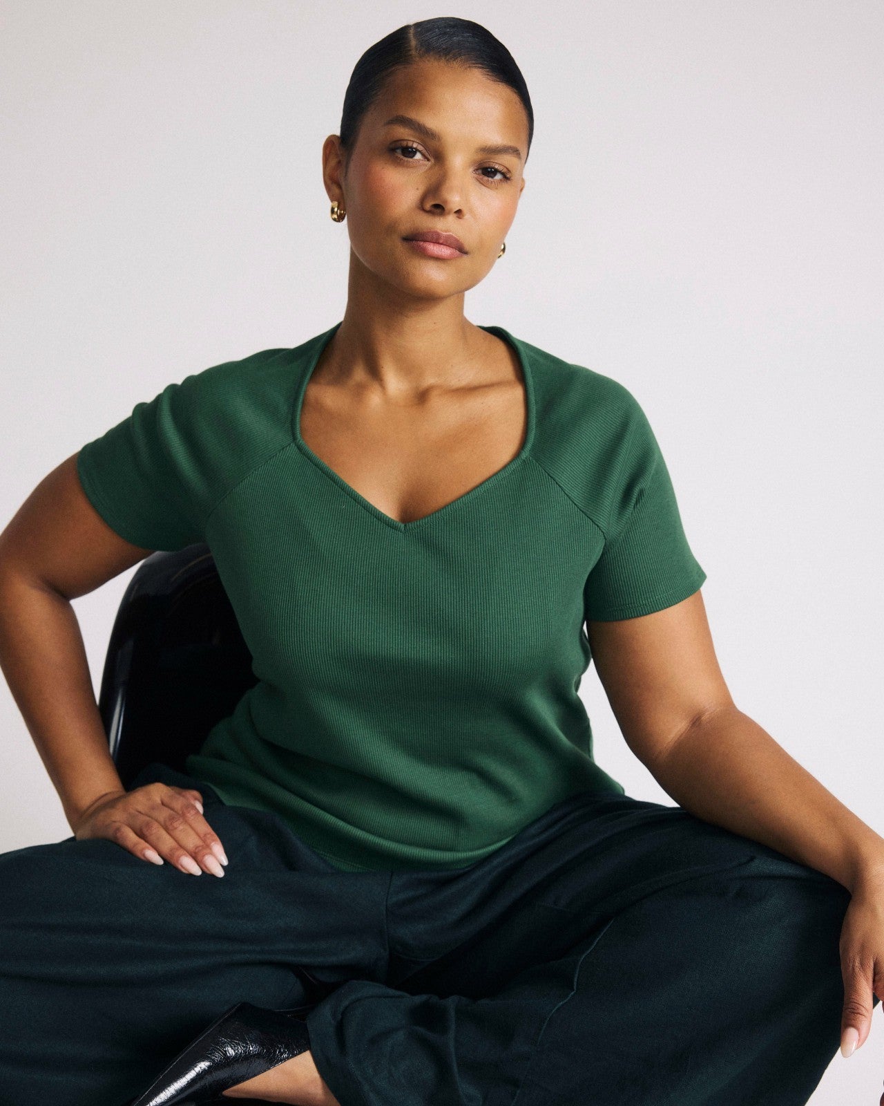 Universal Standard Carey Ribbed Sweetheart Tee - Green Park