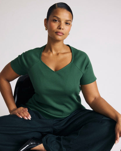 Universal Standard Carey Ribbed Sweetheart Tee - Green Park