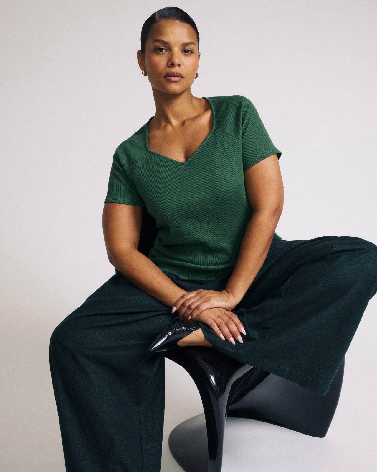 Universal Standard Carey Ribbed Sweetheart Tee - Green Park