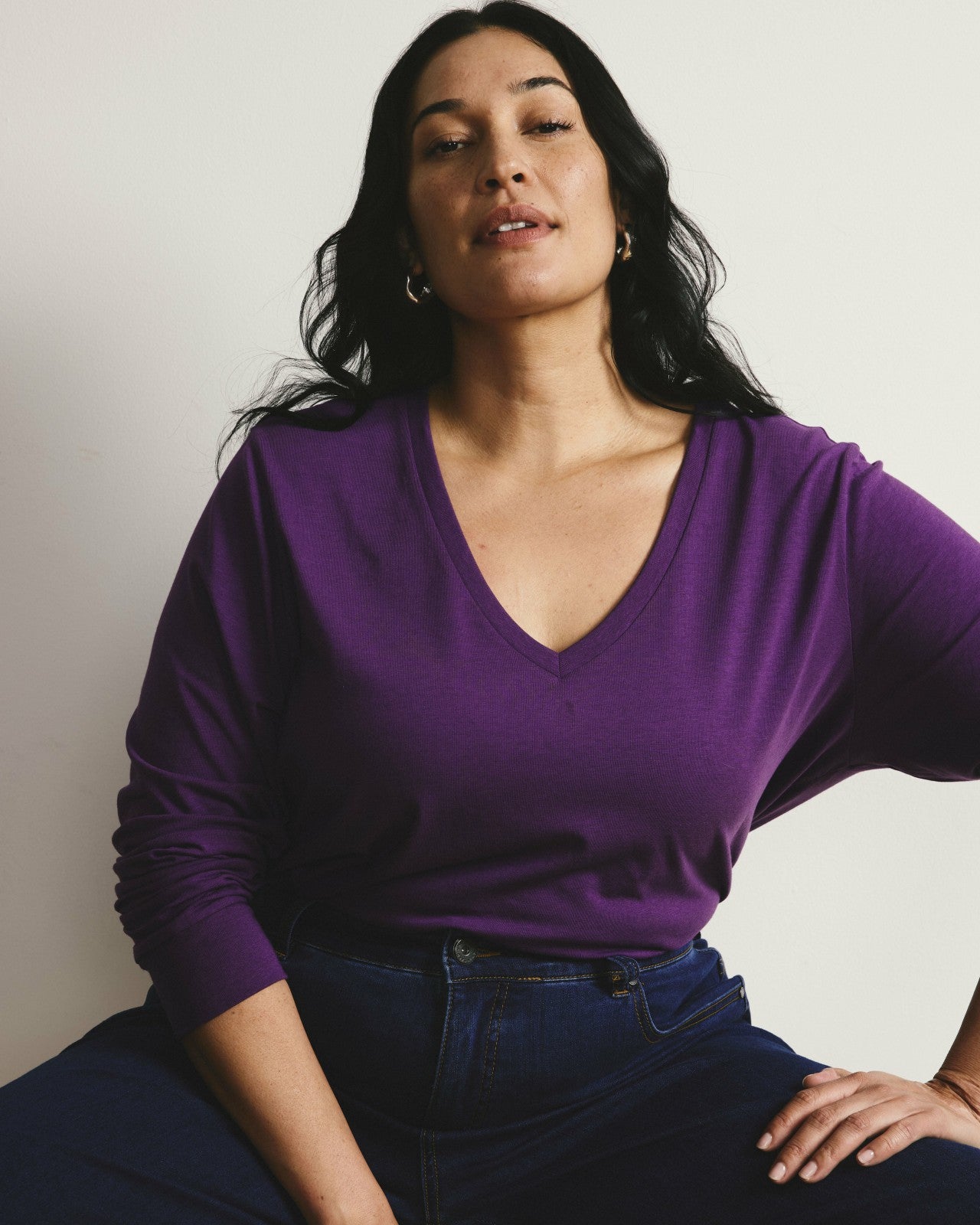 Universal Standard Long Sleeve V Rex - Grape