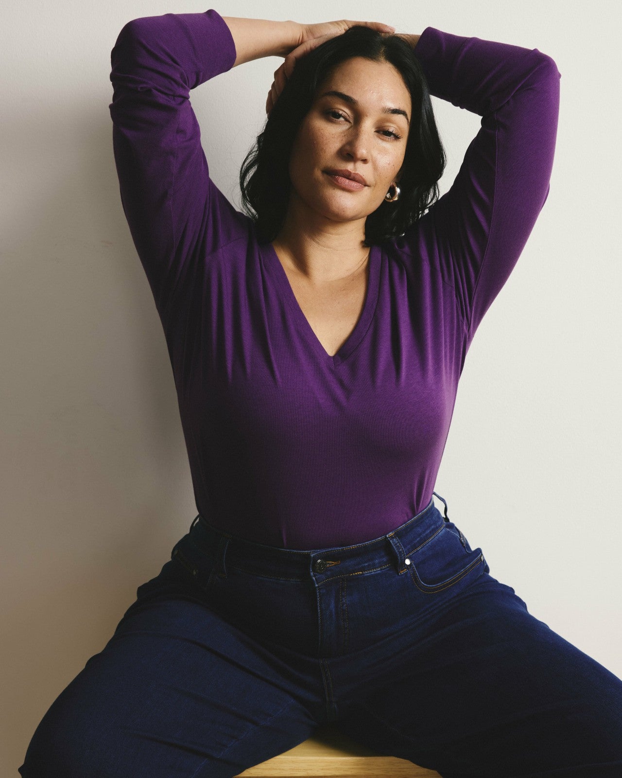 Universal Standard Long Sleeve V Rex - Grape