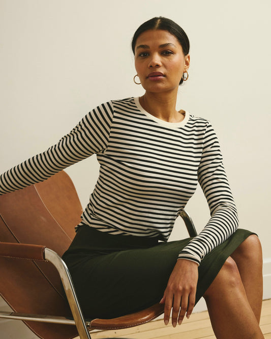 Universal Standard Long Sleeve Tee Rex - Ecru/Black Stripe