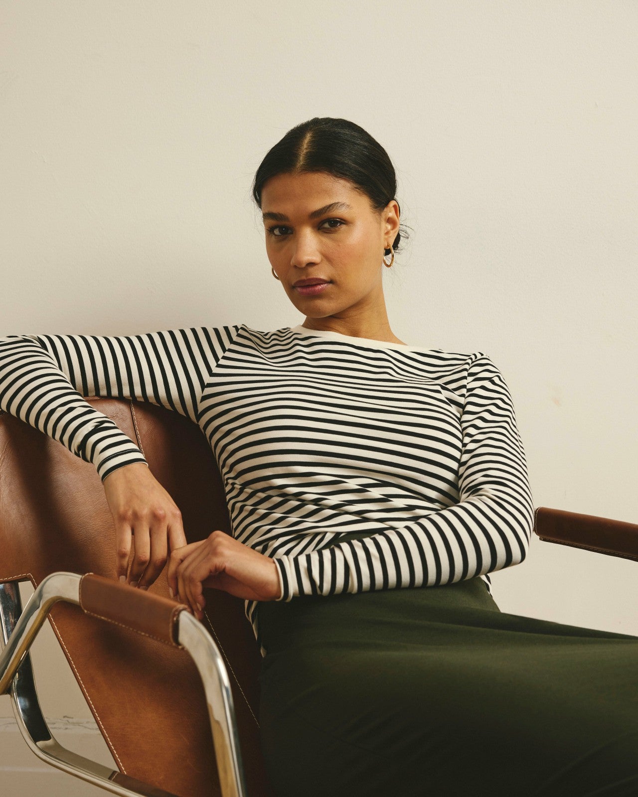 Universal Standard Long Sleeve Tee Rex - Ecru/Black Stripe
