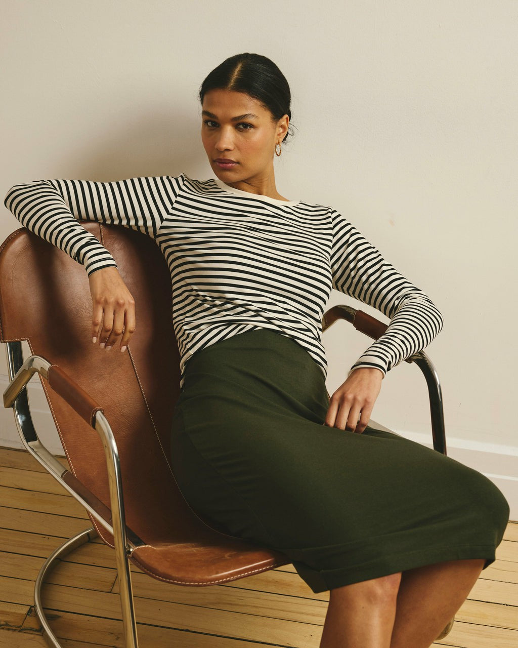 Universal Standard Long Sleeve Tee Rex - Ecru/Black Stripe