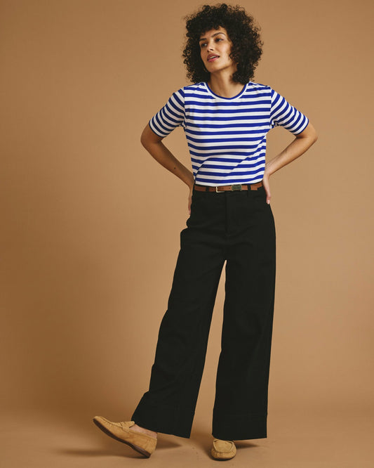 Universal Standard Maia Stovepipe Sleeve Tee - Hammersmith Blue/White Stripe
