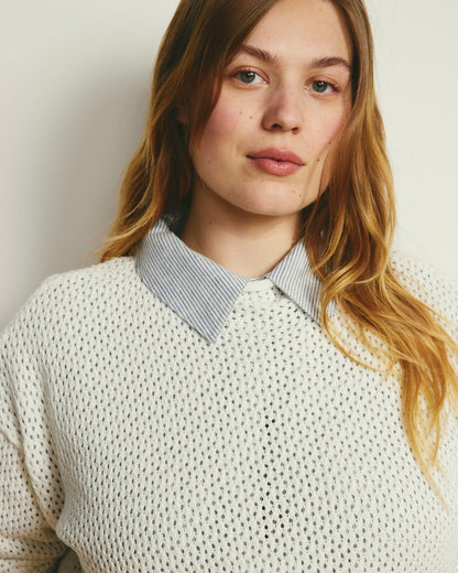 Universal Standard Positano Pointelle Mock Neck Sweater - White
