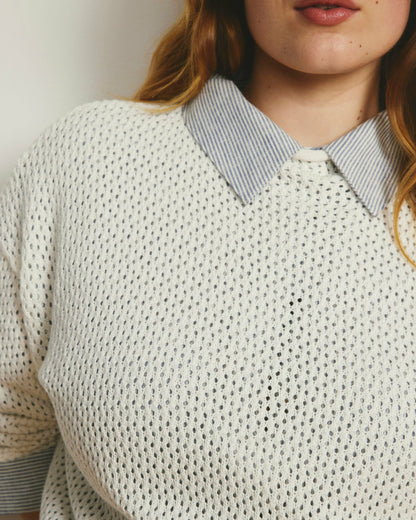 Universal Standard Positano Pointelle Mock Neck Sweater - White