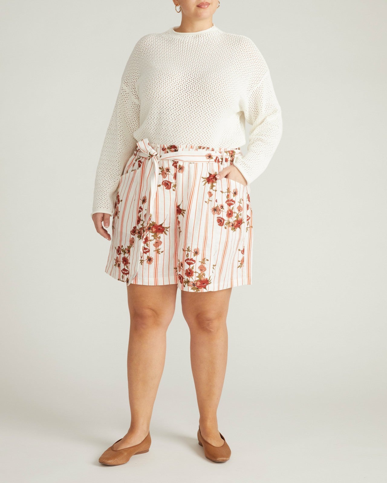 Universal Standard Positano Pointelle Mock Neck Sweater - White