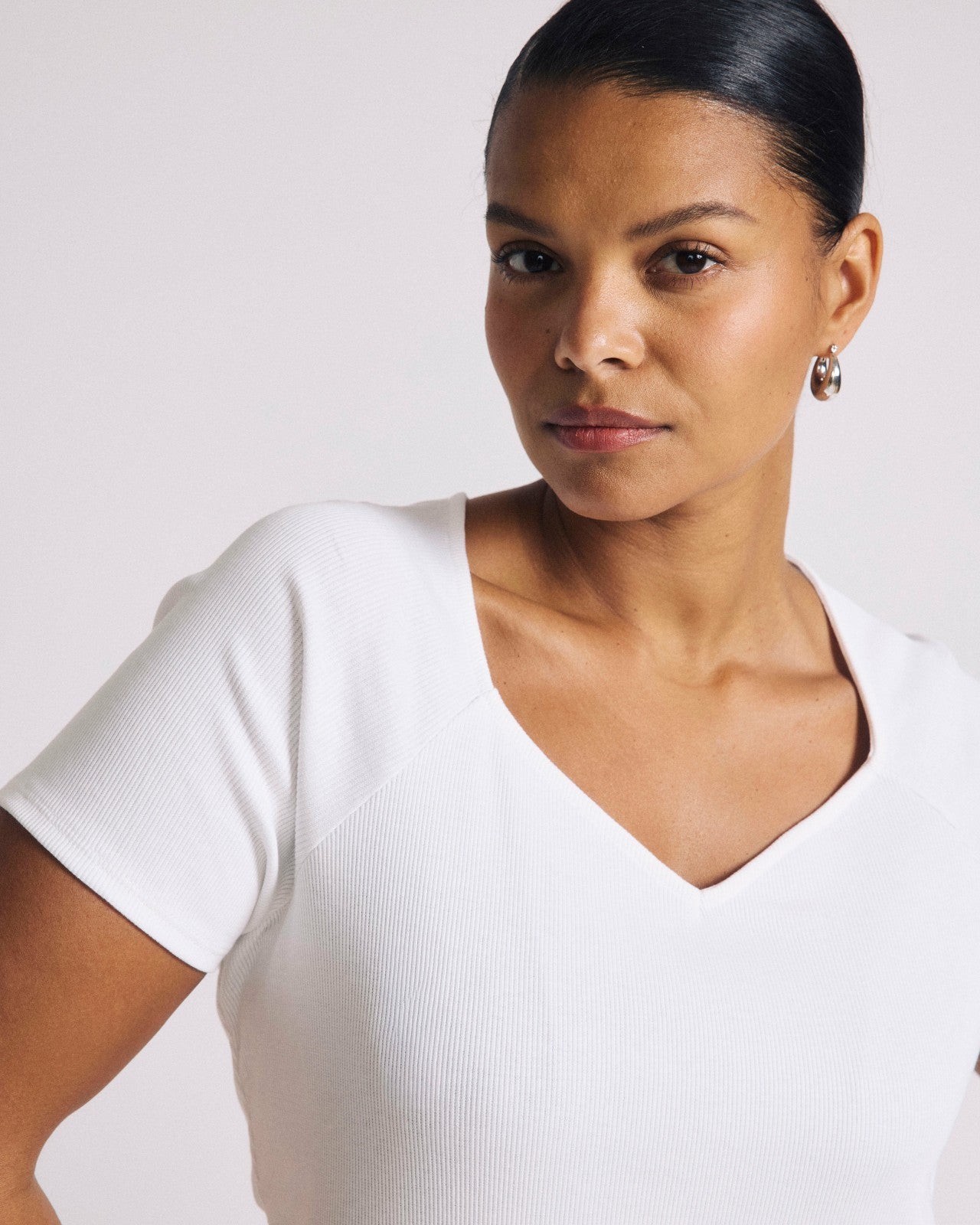 Universal Standard Carey Ribbed Sweetheart Tee - White