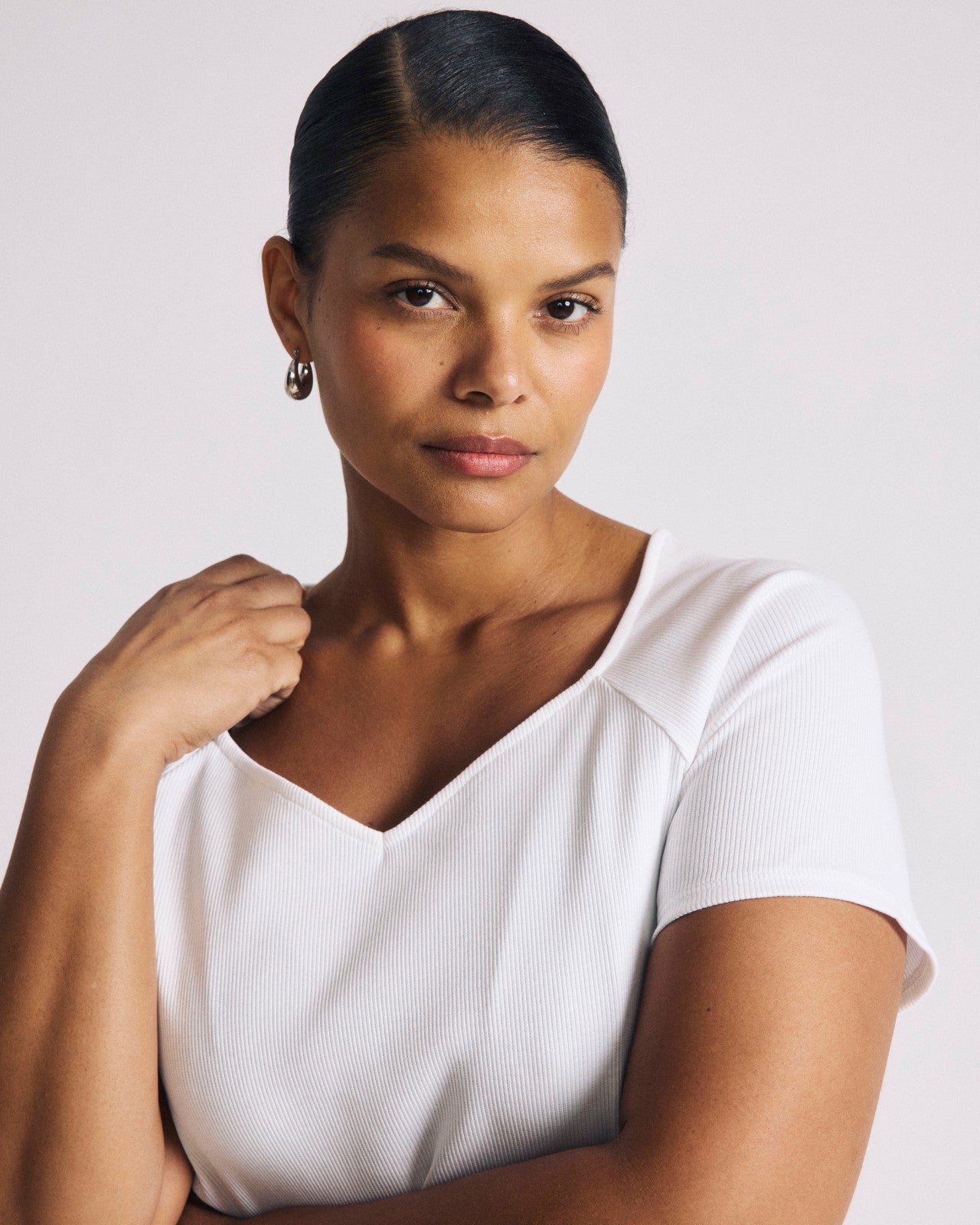 Universal Standard Carey Ribbed Sweetheart Tee - White