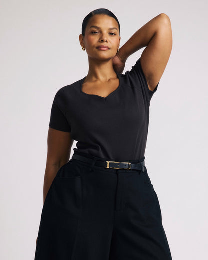 Universal Standard Carey Ribbed Sweetheart Tee - Espresso