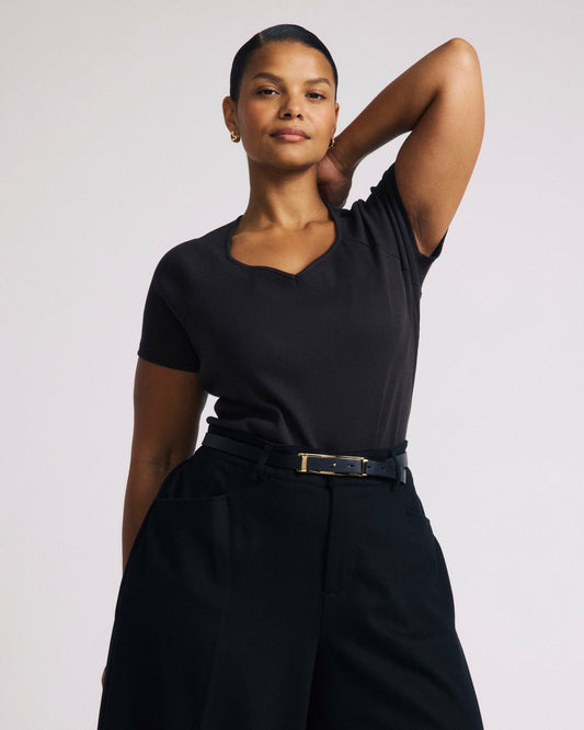 Universal Standard Carey Ribbed Sweetheart Tee - Espresso