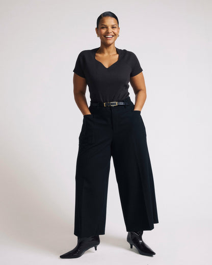 Universal Standard Carey Ribbed Sweetheart Tee - Espresso