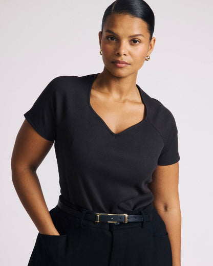 Universal Standard Carey Ribbed Sweetheart Tee - Espresso
