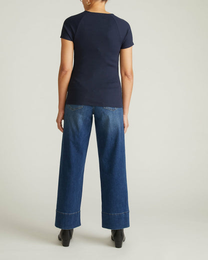 Universal Standard Carey Ribbed Sweetheart Tee - Navy