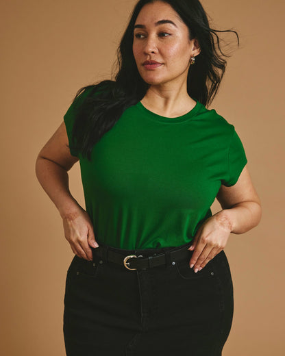 Universal Standard Ashley Cap Sleeve Tee - Green Park