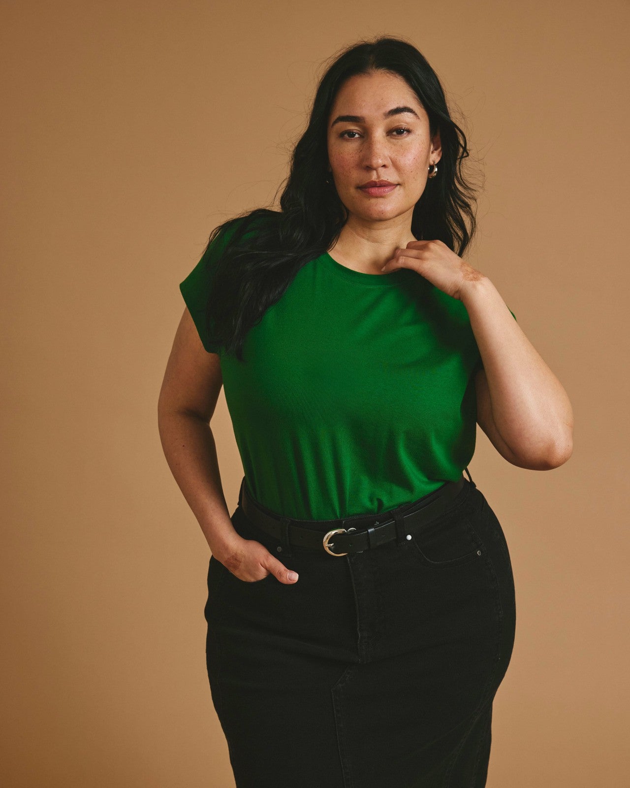 Universal Standard Ashley Cap Sleeve Tee - Green Park
